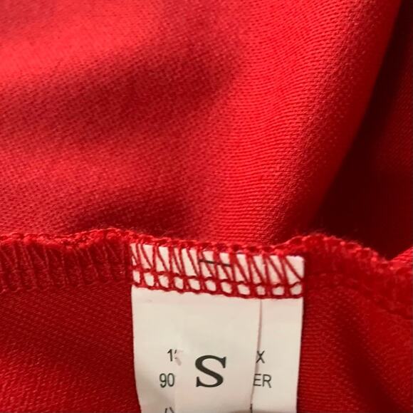 Red Mini Dress with White Bow Accents Size Small - Picture 7 of 9